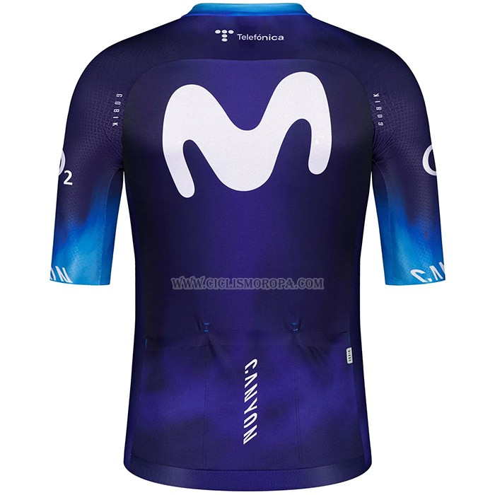 2023 Ropa Ciclismo Movistar Azul Blanco Mangas Cortas y Culotte Corto